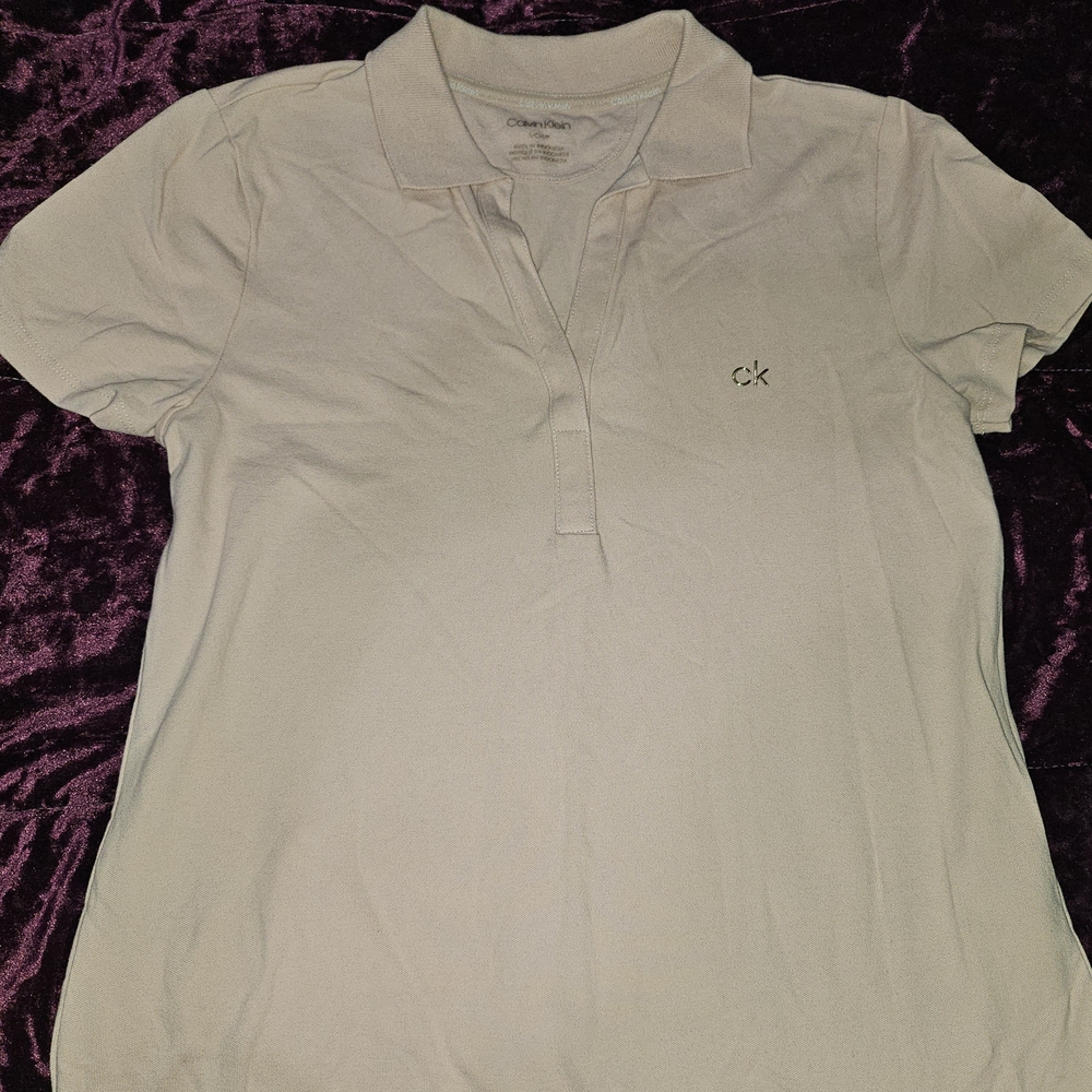 Calvin Klein Women's Light Pink Polo Shirt- Size Small